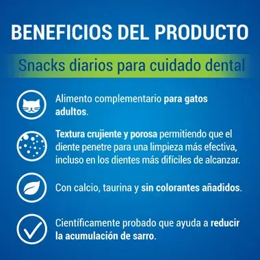 PURINA® DENTALIFE® snacks de pollo para gatos Beneficios