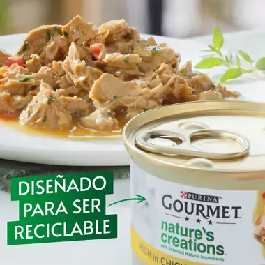 PURINA® GOURMET® NATURE'S CREATIONS Pack Mini Filetes Rico en Pollo y Pavo Textura