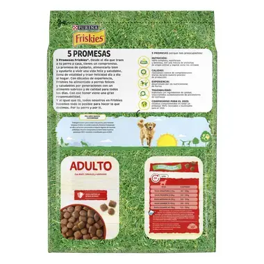 PURINA® FRISKIES® Adulto Carnes Vista Trasera