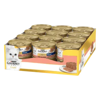 PURINA® GOURMET® GOLD Mousse con Salmón Vista Frontal