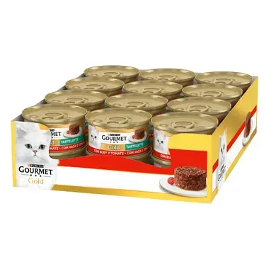 PURINA® GOURMET® GOLD Tartelette con Buey y Tomate Vista Frontal