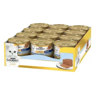 PURINA® GOURMET® GOLD Mousse con Pescado del Océano Vista Frontal