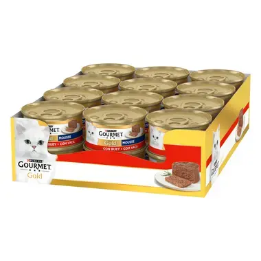 PURINA® GOURMET® GOLD Mousse con Buey Vista Frontal