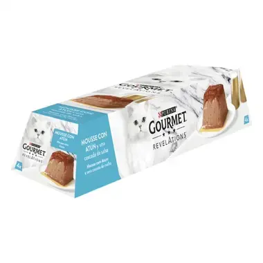 PURINA® GOURMET™ REVELATIONS™ Pirámide de Mousse, con Atún y cascada de Salsa Vista Frontal