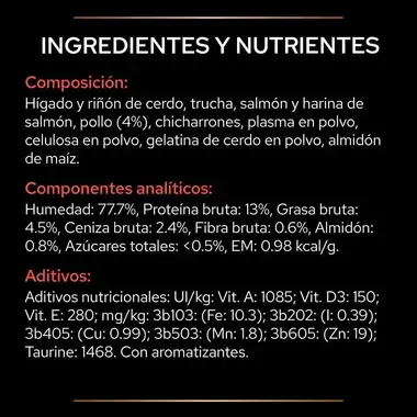 PURINA® PRO PLAN® VETERINARY DIETS Feline DM Diabetes Management Sobres Pollo Ingredientes