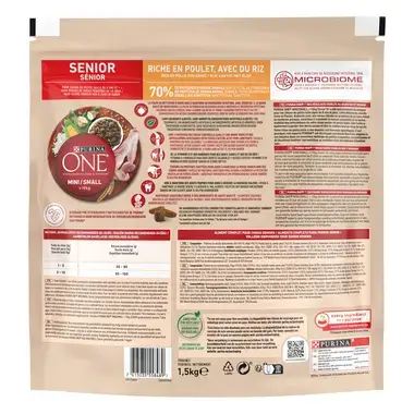 Purina ONE Mini Senior 8 años o más con Pollo y Arroz Back Pack