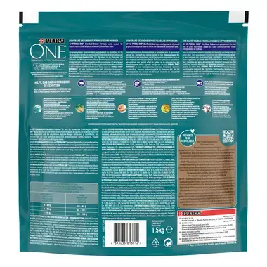 PURINA ONE® Esterilizado de interior Rico en pollo y cereales integrales Vista Trasera