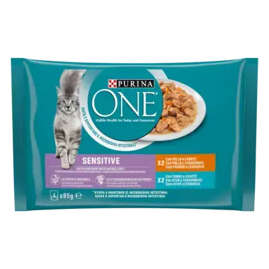 PURINA ONE® Sensitive Finas Láminas en Salsa Vista Frontal