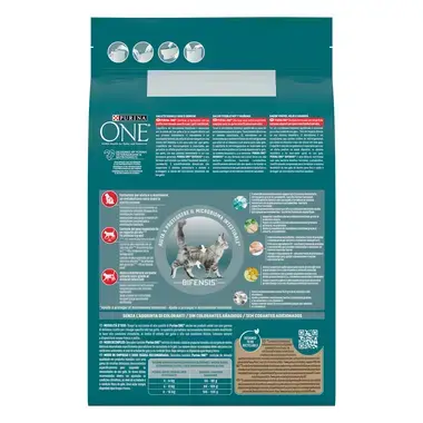 PURINA ONE® Esterilizado Rico en pollo y trigo Vista Trasera