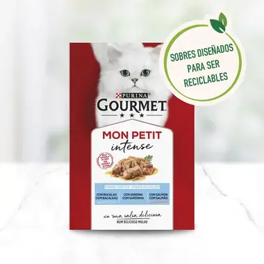 PURINA® GOURMET® MON PETIT Selección de Pescados (SARDINA, SALMÓN, BACALAO)