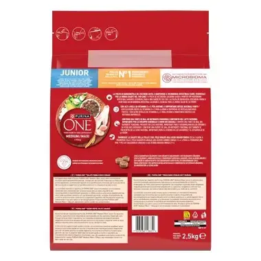 PURINA ONE® MEDIUM/MAXI >10kg Junior Pollo y Arroz 2,5kg