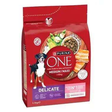 PURINA ONE® MEDIUM/MAXI >10kg Delicate Salmón y Arroz 2,5kg