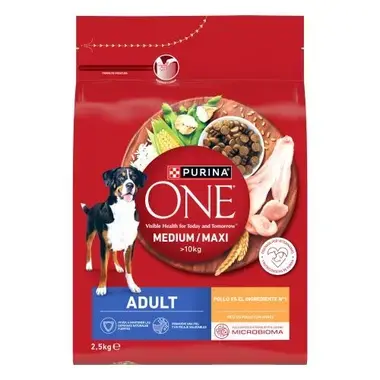 PURINA ONE® MEDIUM/MAXI >10kg Adulto Pollo y Arroz 2,5kg