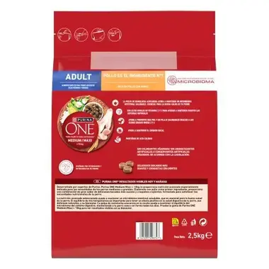 PURINA ONE® MEDIUM/MAXI >10kg Adulto Pollo y Arroz 2,5kg