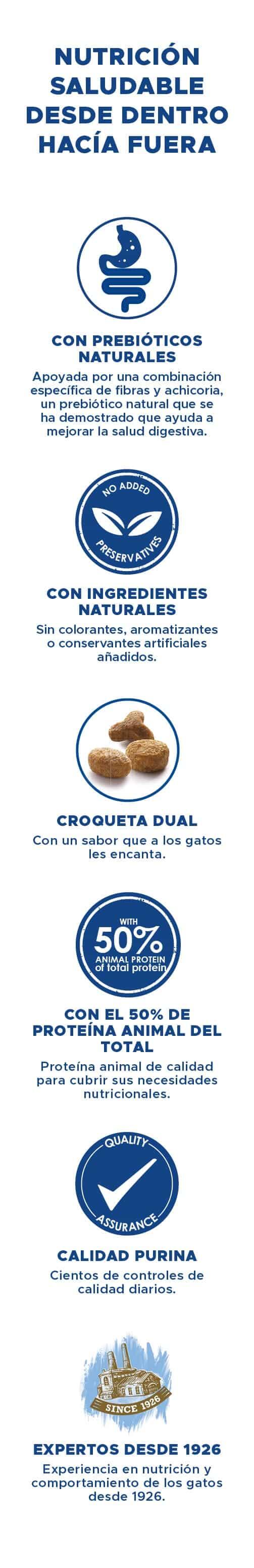 Nutrición saludable PURINA® CAT CHOW®  desde dentro hacía fuera 